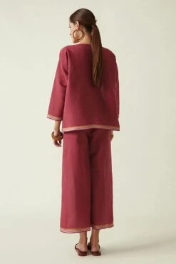 Payal Pratap Burgundy Straight Pants -Outlet Spiffy Fits Store 306pp26 4