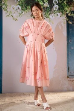 Arcvsh By Pallavi Singh Pink Rosette Pleated Dress -Outlet Spiffy Fits Store 30823ah28 3