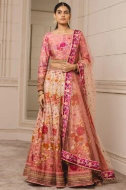 Tarun Tahiliani Pink Floral Printed Lehenga Set