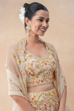 Ahilian White Thread Embellished Lehenga Set -Outlet Spiffy Fits Store 31723an13 4 1