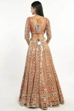 Abhinav Mishra Orange & Ivory Embellished Lehenga Set -Outlet Spiffy Fits Store 39am8 6