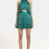 431-88 By Shweta Kapur Emerald Green Fringe Mini Skirt