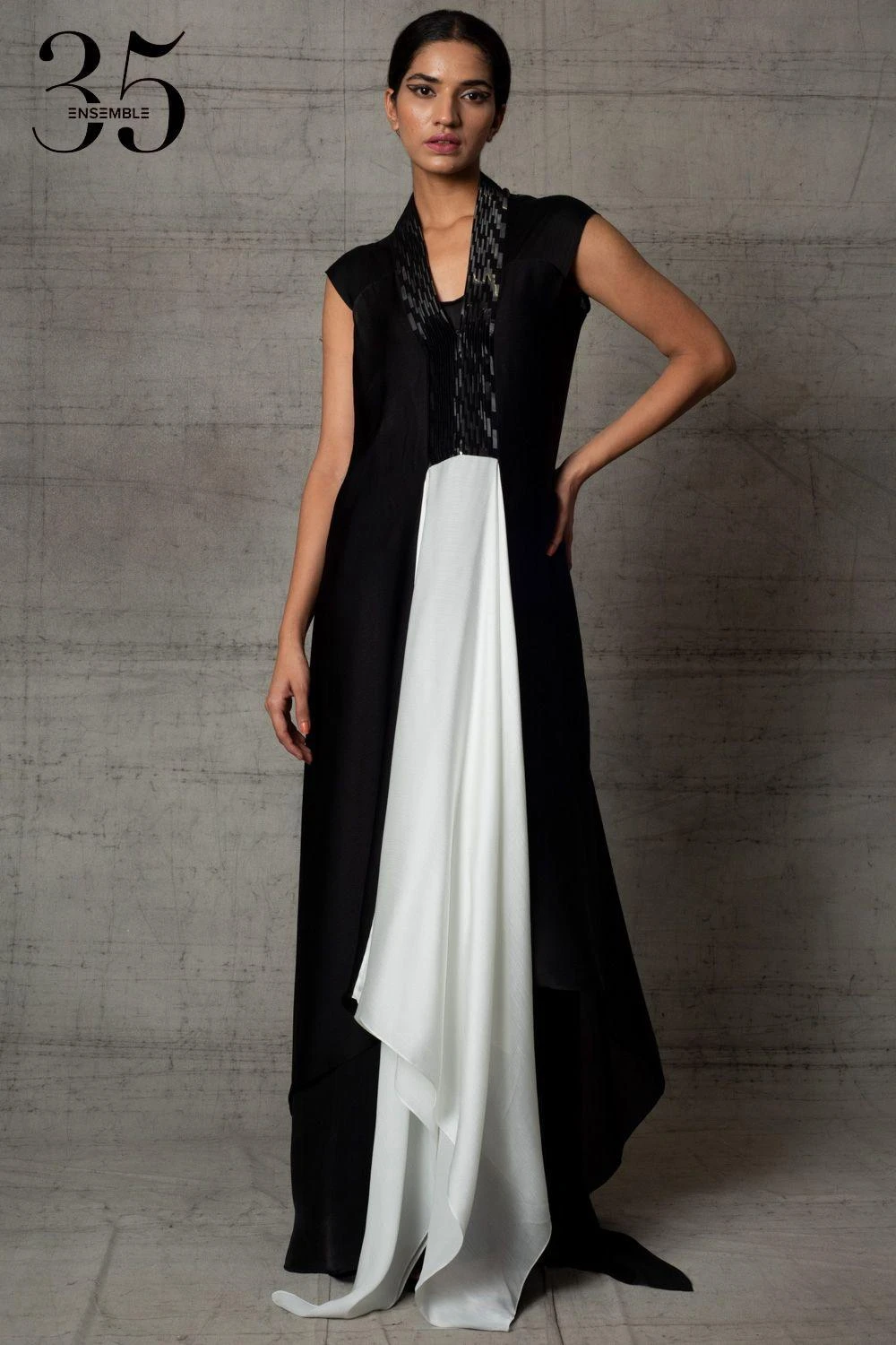 Amit Aggarwal Black & White Metallic Dress 1 Amit Aggarwal Black & White Metallic Dress