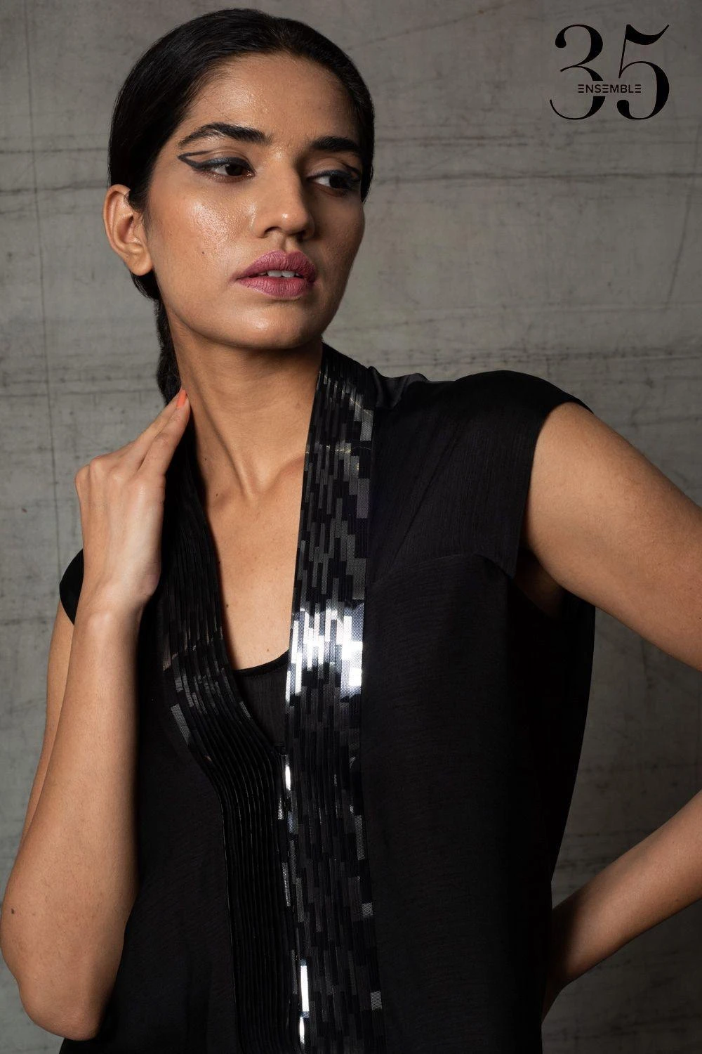 Amit Aggarwal Black & White Metallic Dress 6 Amit Aggarwal Black & White Metallic Dress - Image 6