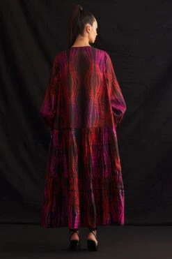 Amrich Mayra Red & Pink Silk-Woven Shibori Tiered Dress -Outlet Spiffy Fits Store 41123am27 3