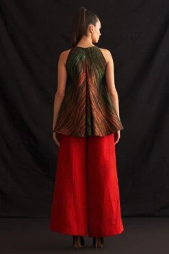 Amrich Ria Red & Green Hand-Woven Shibori Swing Shirt -Outlet Spiffy Fits Store 41123am32 3