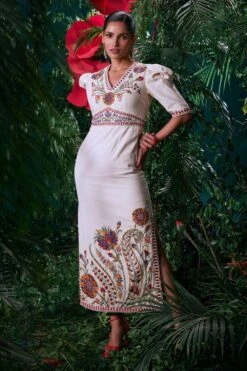 Chandrima Ivory Threadwork And Beadwork Dress