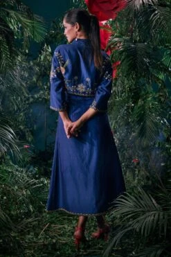 Chandrima Indigo Floral Embroidered Crop Shirt 7 Chandrima Indigo Floral Embroidered Crop Shirt -Outlet Spiffy Fits Store 41123cm13 4