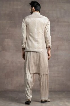 Tarun Tahiliani Men Gold Crinkled Bundi Jacket Set -Outlet Spiffy Fits Store 411ttmw34 4