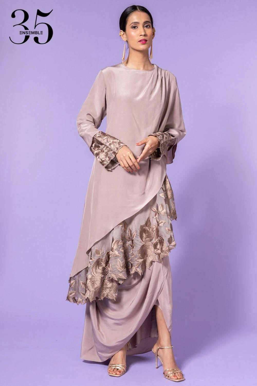 Aikeyah Grey Embroidered Layered Dress 1 Aikeyah Grey Embroidered Layered Dress