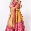 Debyani Yellow & Pink Chanderi Silk Lehenga Set