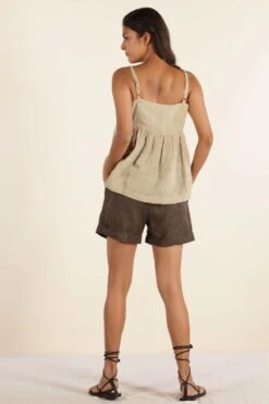 Urbania Beige Linen Spaghetti Top -Outlet Spiffy Fits Store 4823ua23 4 1