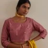 Shorshe Onion Pink Hand Embroidered Blouse