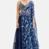 Divya Aggarwal Moana Royal Blue Printed Cape-skirt Set