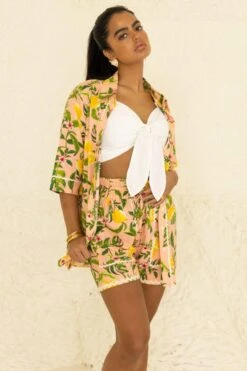 APZ Peach Tropical Printed Shorts