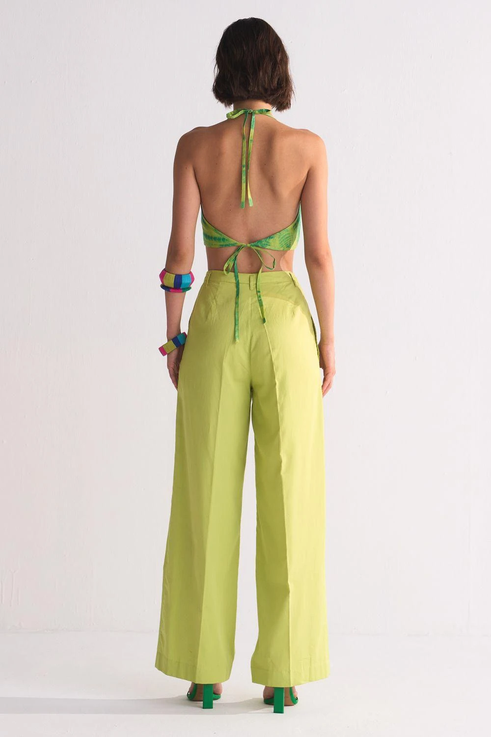 Ikai Lime Green Plain Elasticated Straight Pants 4 Ikai Lime Green Plain Elasticated Straight Pants - Image 4