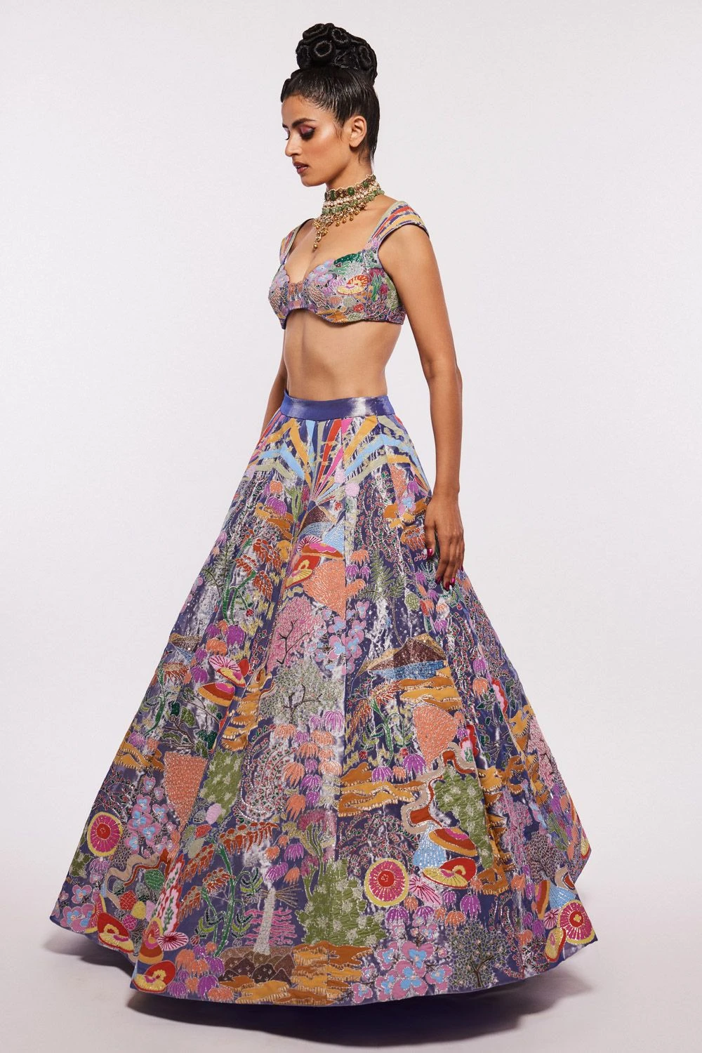 Aisha Rao Blue Tissue Applique Lehenga Set 2 Aisha Rao Blue Tissue Applique Lehenga Set - Image 2
