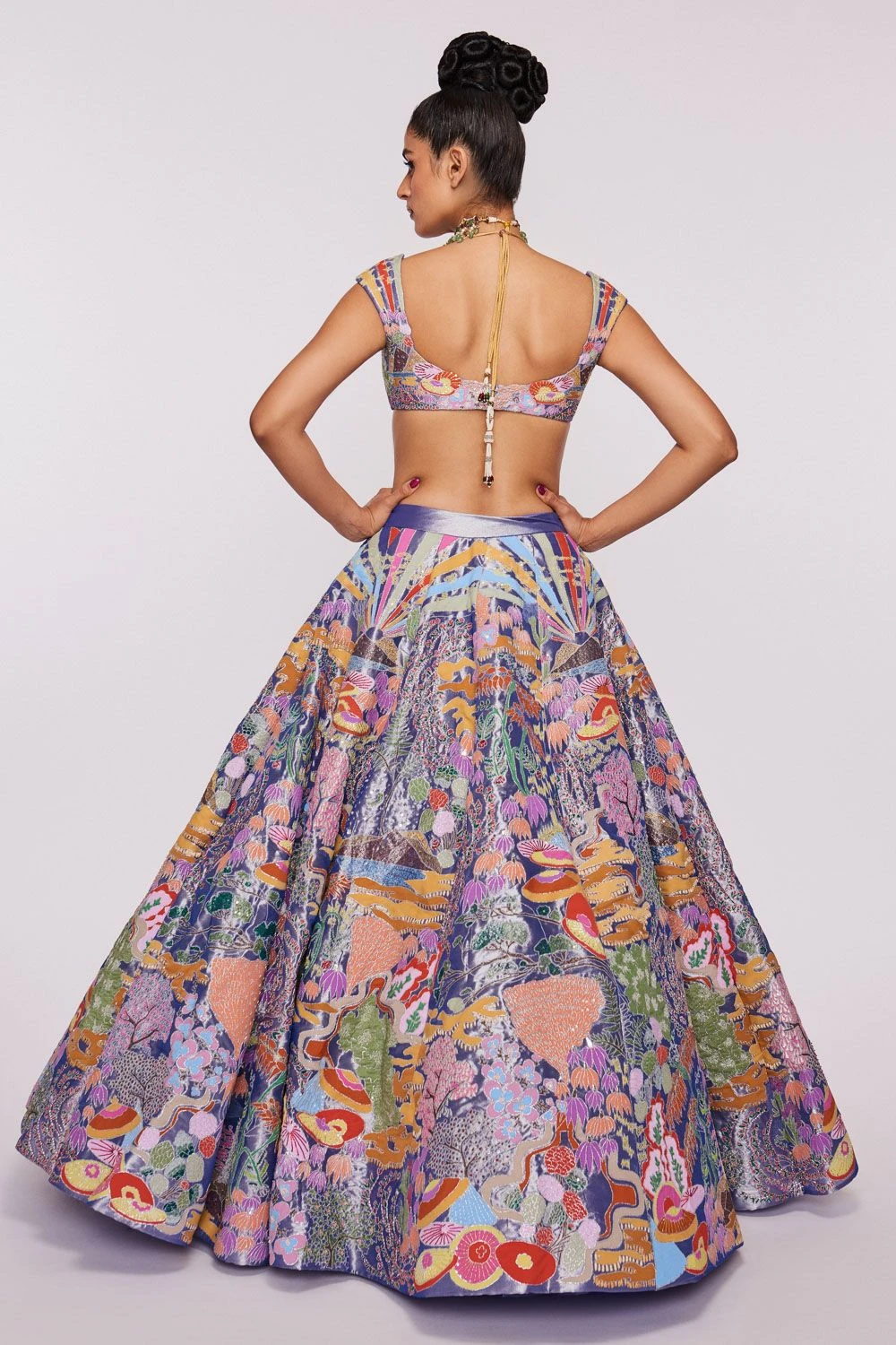 Aisha Rao Blue Tissue Applique Lehenga Set 4 Aisha Rao Blue Tissue Applique Lehenga Set - Image 4