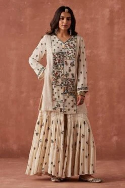 Sunira Designs Ivory Dhaaga Gharara