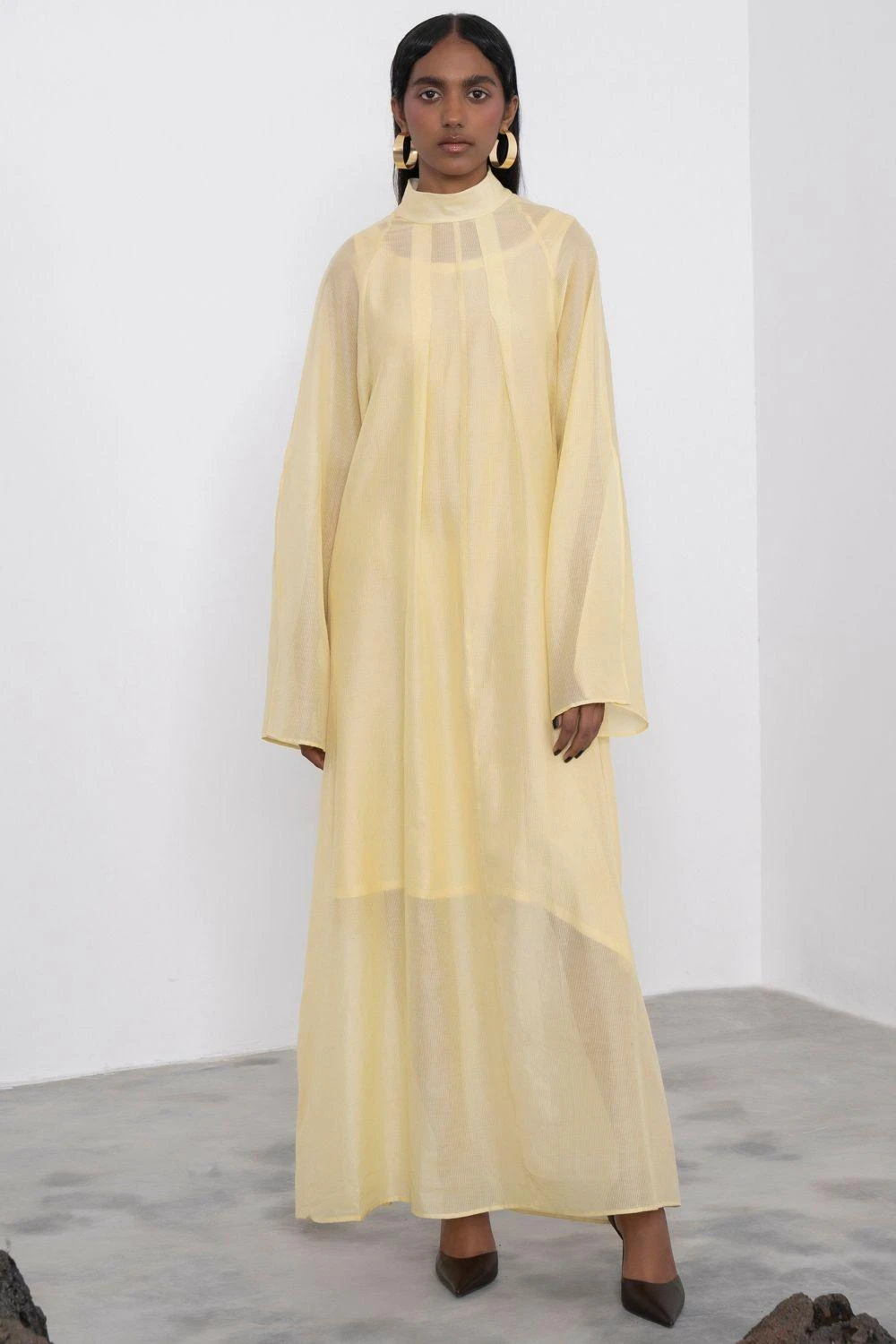 Corpora Studio Cream Yellow Pinstripe Dress 1 Corpora Studio Cream Yellow Pinstripe Dress