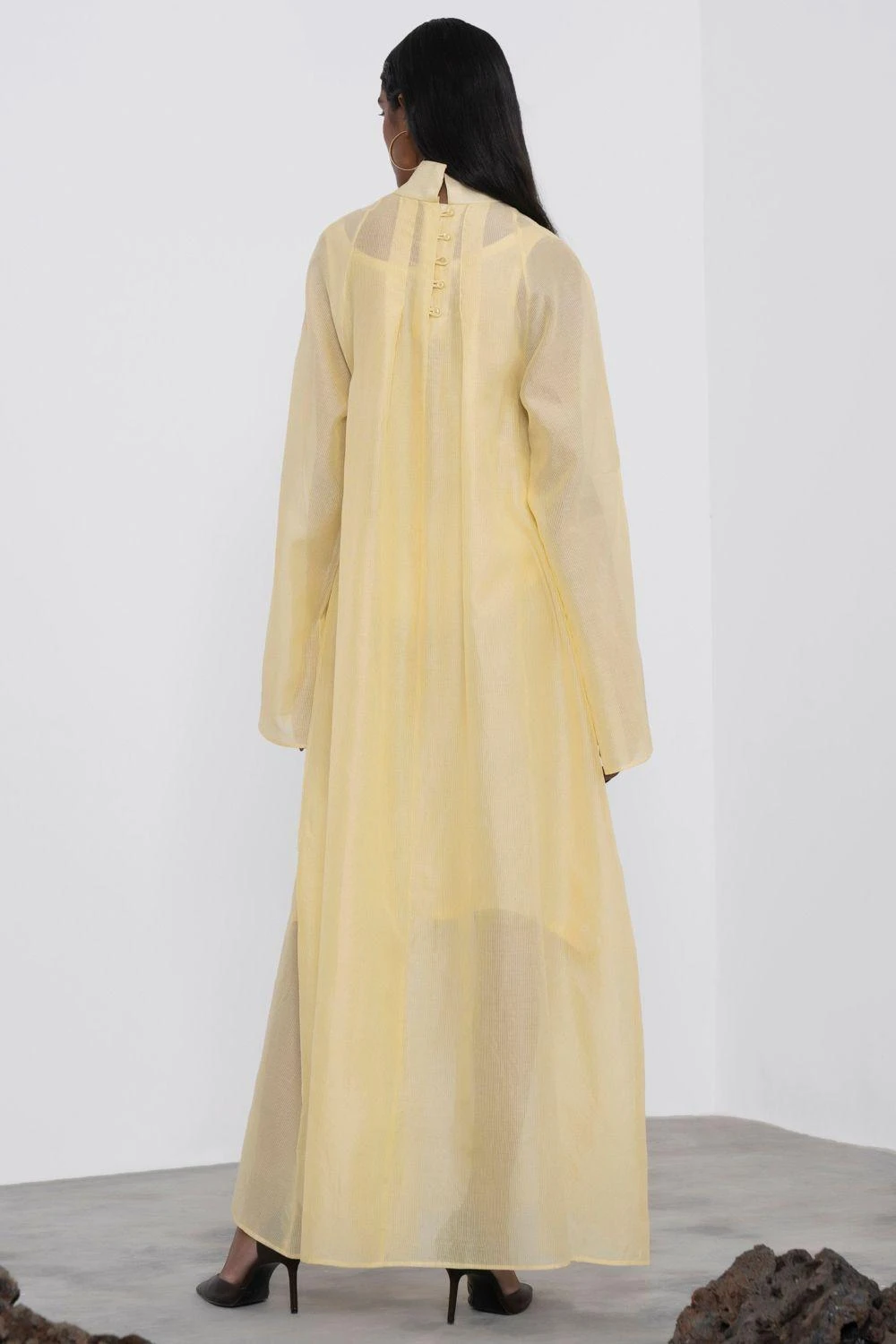 Corpora Studio Cream Yellow Pinstripe Dress 4 Corpora Studio Cream Yellow Pinstripe Dress - Image 4