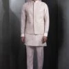 Rohit Gandhi + Rahul Khanna Men Pastel Pink Geometric Embroidered Bundi
