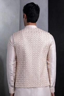 Rohit Gandhi + Rahul Khanna Men Pastel Pink Geometric Embroidered Bundi -Outlet Spiffy Fits Store 8124rgrk4 3