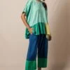 Injiri Blue Cotton Clamp Dye Pants