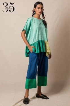 Injiri Blue Cotton Clamp Dye Pants