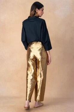 Rara Avis Antique Gold Metallic Pleated Pants -Outlet Spiffy Fits Store 8823ra5 6