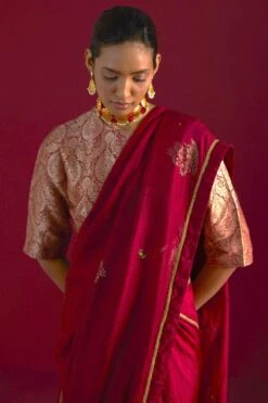 Shorshe Red Brocade Blouse