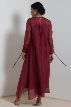 Merlot Embroidered Chanderi Dress With Slip 11 Merlot Embroidered Chanderi Dress With Slip -Outlet Spiffy Fits Store 911inte16 6