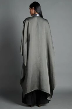 Amit Aggarwal Grey Asymmetric Shirt With A Metallic Yoke -Outlet Spiffy Fits Store aair 083 pwt 3