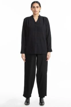 Akaaro Handwoven Black Cotton Top