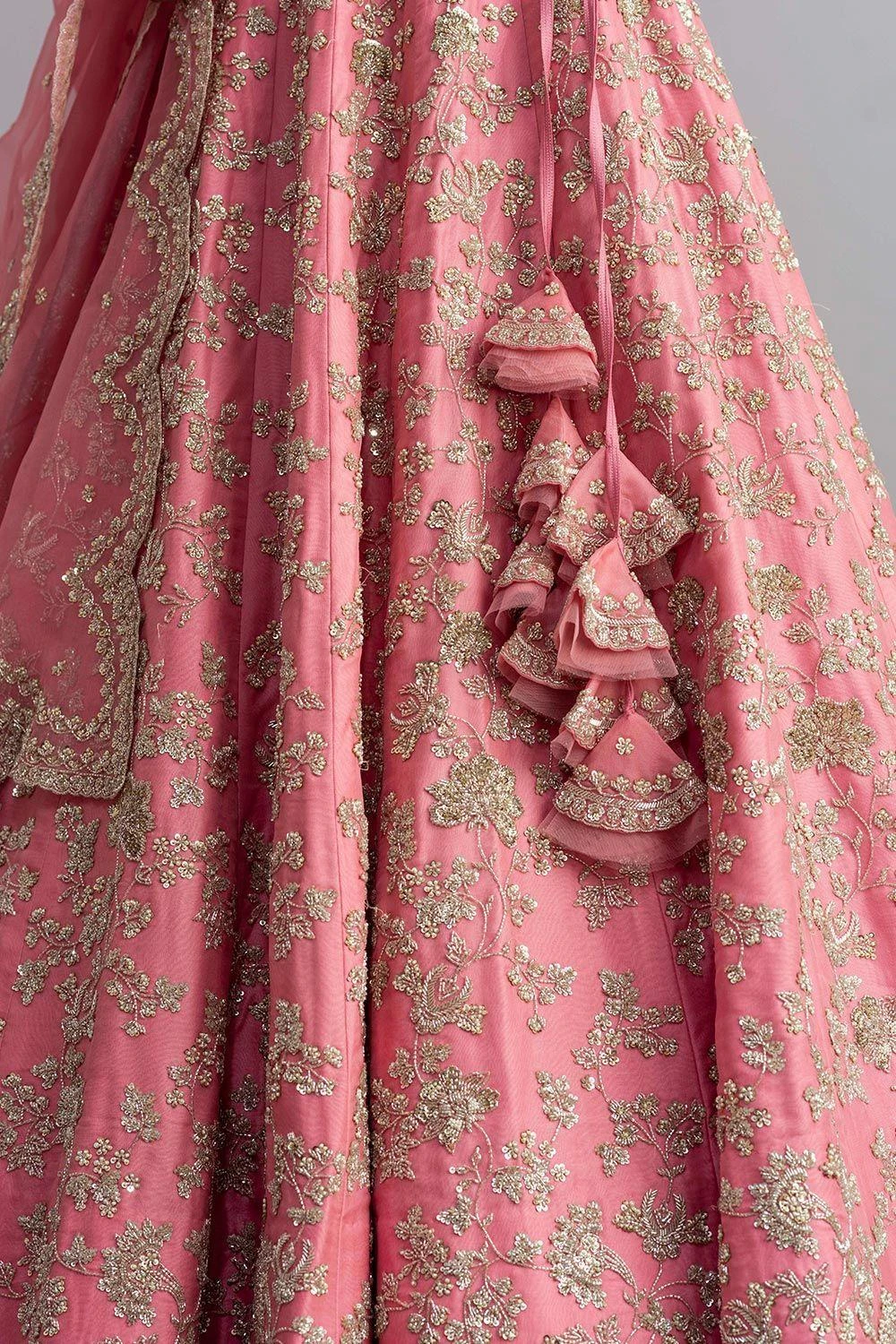 Anushree Reddy Flamingo Pink Embroidered Lehenga Set 4 Anushree Reddy Flamingo Pink Embroidered Lehenga Set - Image 4