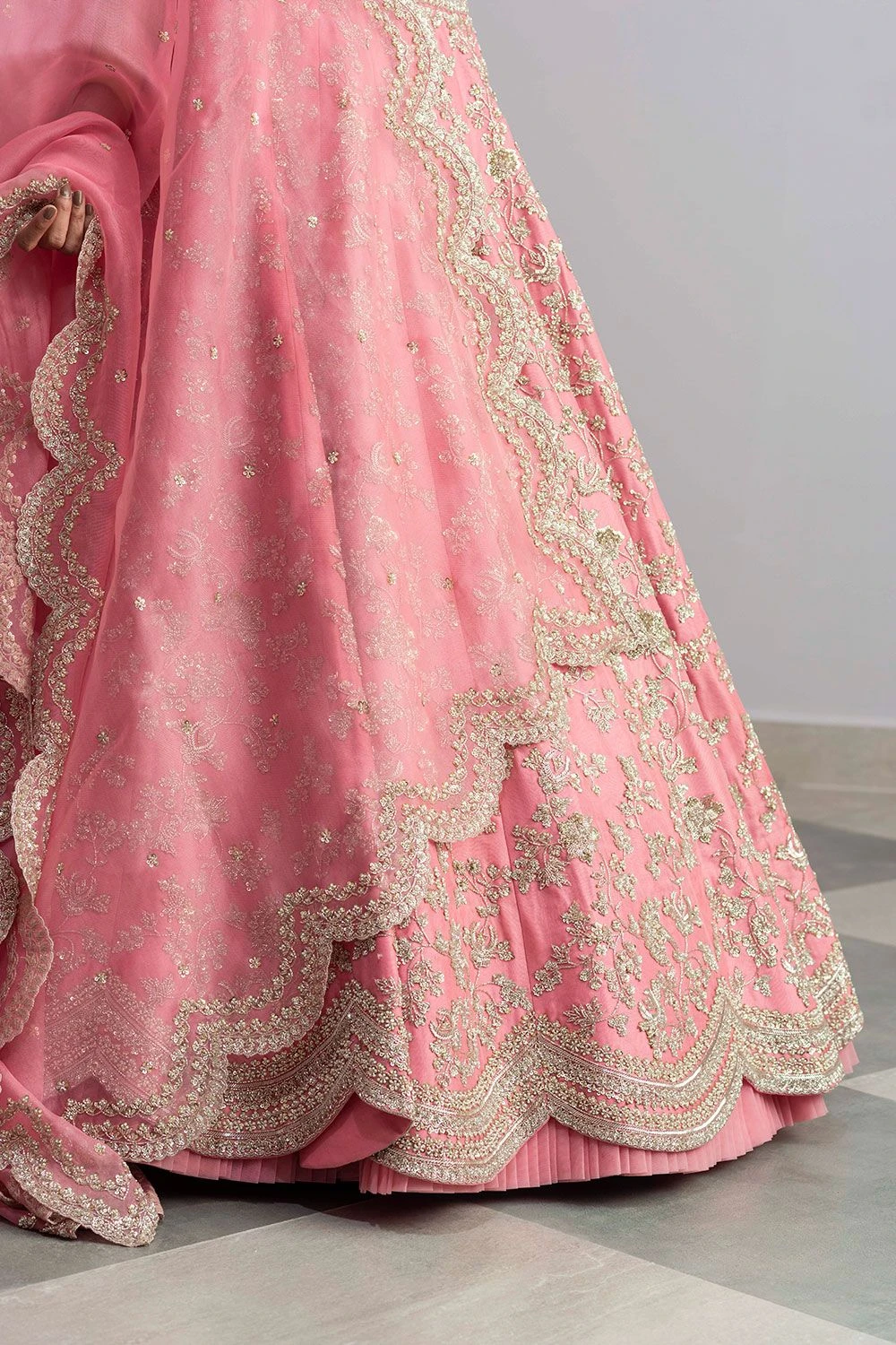 Anushree Reddy Flamingo Pink Embroidered Lehenga Set 5 Anushree Reddy Flamingo Pink Embroidered Lehenga Set - Image 5