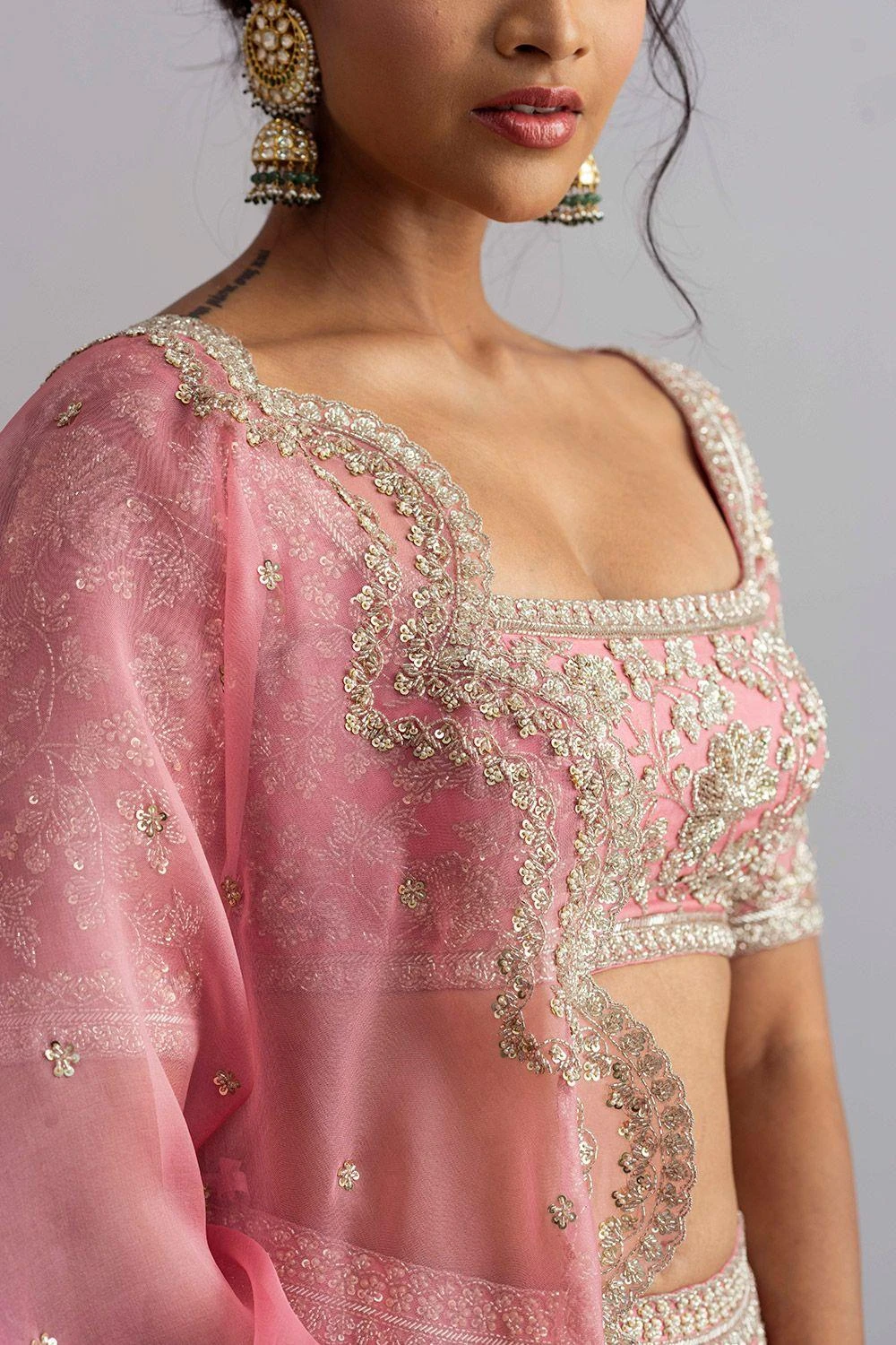 Anushree Reddy Flamingo Pink Embroidered Lehenga Set 6 Anushree Reddy Flamingo Pink Embroidered Lehenga Set - Image 6