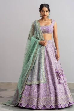 Anushree Reddy Lavender Raw Silk Zardosi Lehenga Set