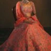 Anushree Reddy Peach Organza Full Creeper Lehenga Set
