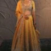 Anushree Reddy Mustard Yellow Raw Silk Lehenga Set