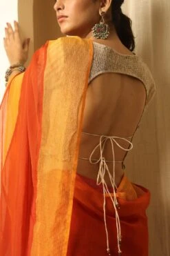 Medha Ivory Striped Chanderi Blouse 9 Medha Ivory Striped Chanderi Blouse -Outlet Spiffy Fits Store aw bl wcw 5 1