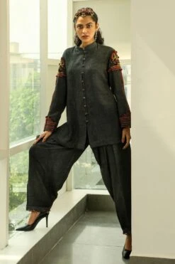 Medha Black Denim Blend Salwar Pants