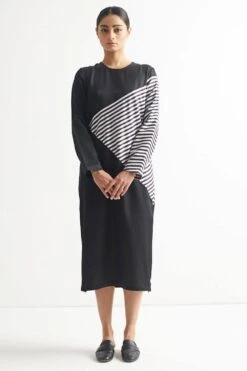 Kshitij Jalori Black Striped Dress