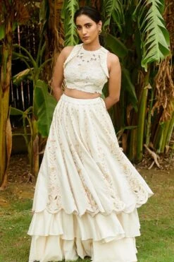 Chandrima Ivory Chanderi Embroidered Cutwork Blouse