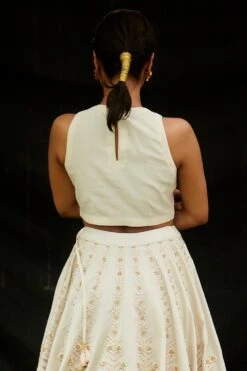 Chandrima Ivory Chanderi Embroidered Cutwork Blouse -Outlet Spiffy Fits Store cfw20b13 3