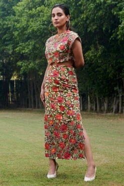 Chandrima Gardernia Cutwork Midi Skirt