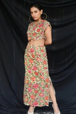 Chandrima Gardernia Cutwork Crop Top