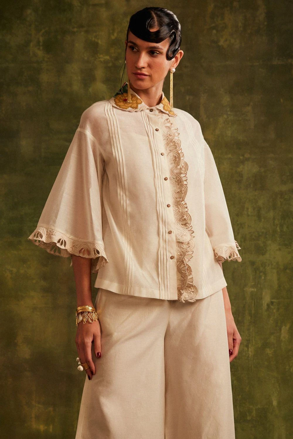 Chandrima Ivory Ruffled Shirt 1 Chandrima Ivory Ruffled Shirt