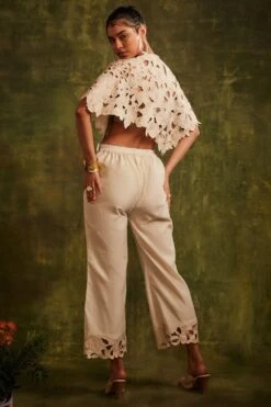 Chandrima Ivory Cutwork & Beadwork Poncho -Outlet Spiffy Fits Store cfw21t10 3