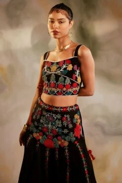 Chandrima Black Kala Cotton Beadwork Bustier